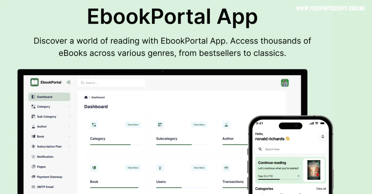 EbookPortal v1.0 – Ebook Full App in Flutter with NodeJs Backend